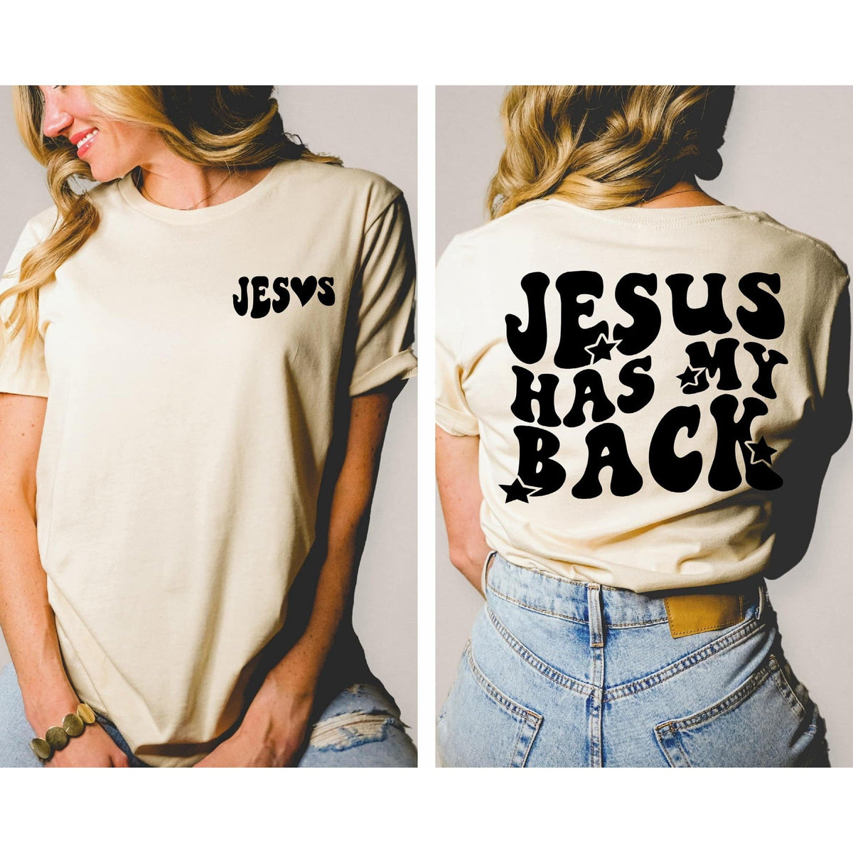 Jesus has my back - With Pocket Accent  Graphic Tee allow 7 days to process + shipping time