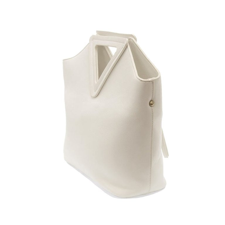WHITE SOPHIE TRIANGLE HANDLE BAG