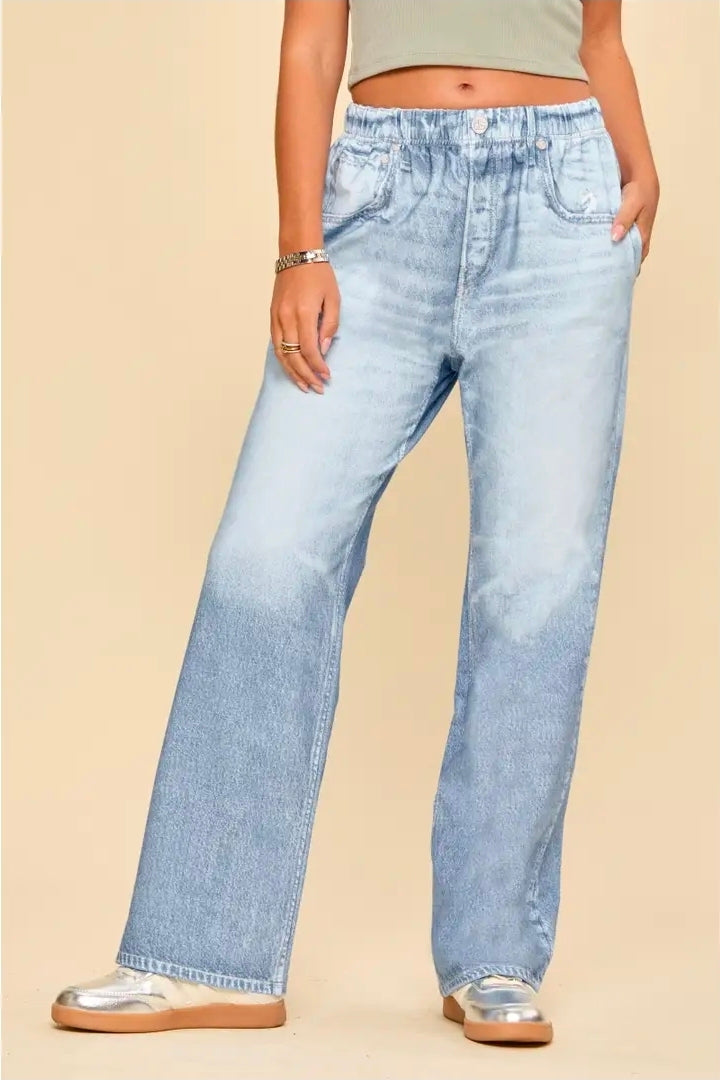 DEAR SCARLETT LIGHT WASH STRAIGHT LEG ZENIM FAUX DENIM – Brooch