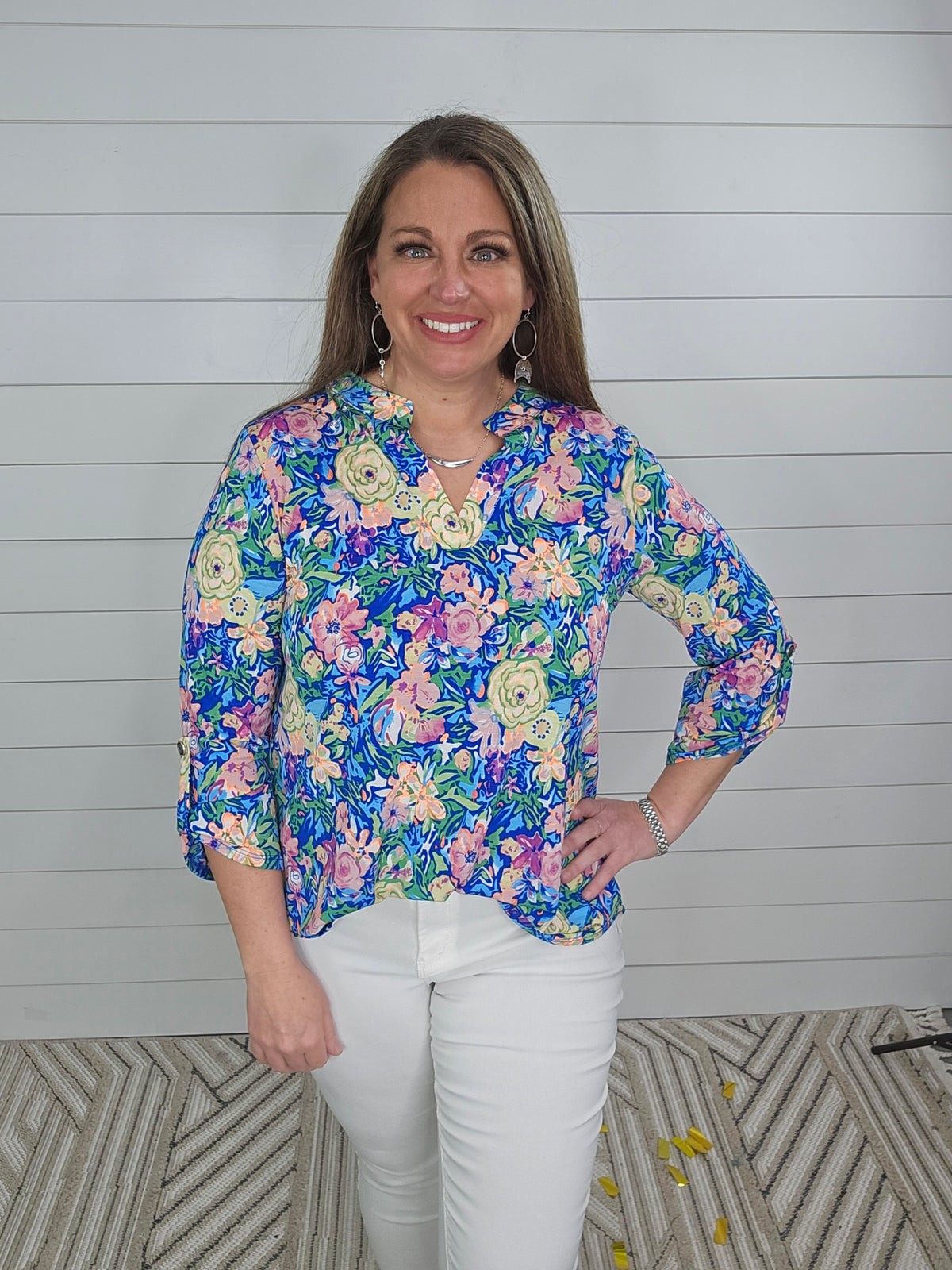 ROYAL MULTI FLORAL LIZZY TOP