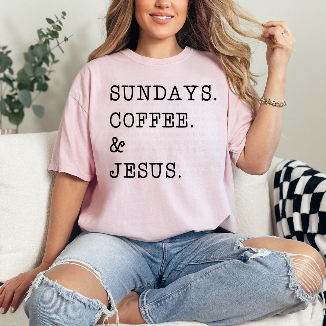 SUNDAYS COFFEE JESUS GRAPHIC TEE allow 7 days to process + shipping time