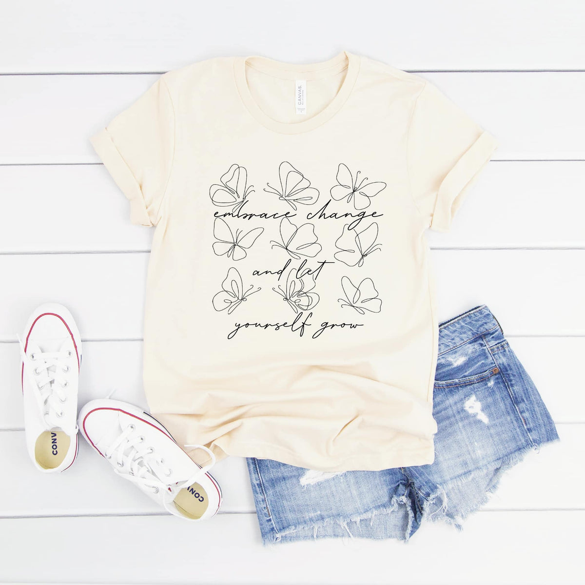 Embrace Change Butterflies Graphic Tee ALLOW 7 DAYS TO SHIP + SHIP TIME
