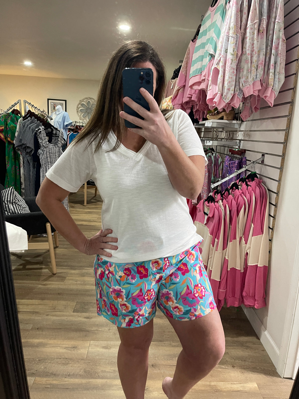 DEAR SCARLETT MINT/FUCSHIA FLORAL KNIT SHORTS