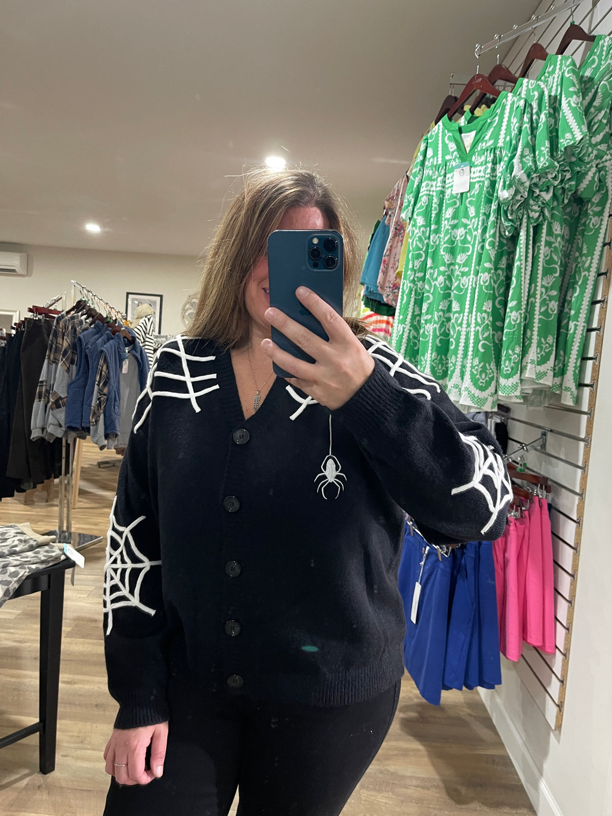 BLACK SPIDER WEB SWEATER/CARDIGAN