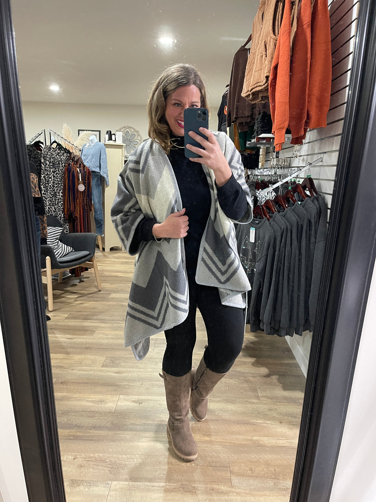 PRINTED THROW OVER PONCHO - 6 COLORS