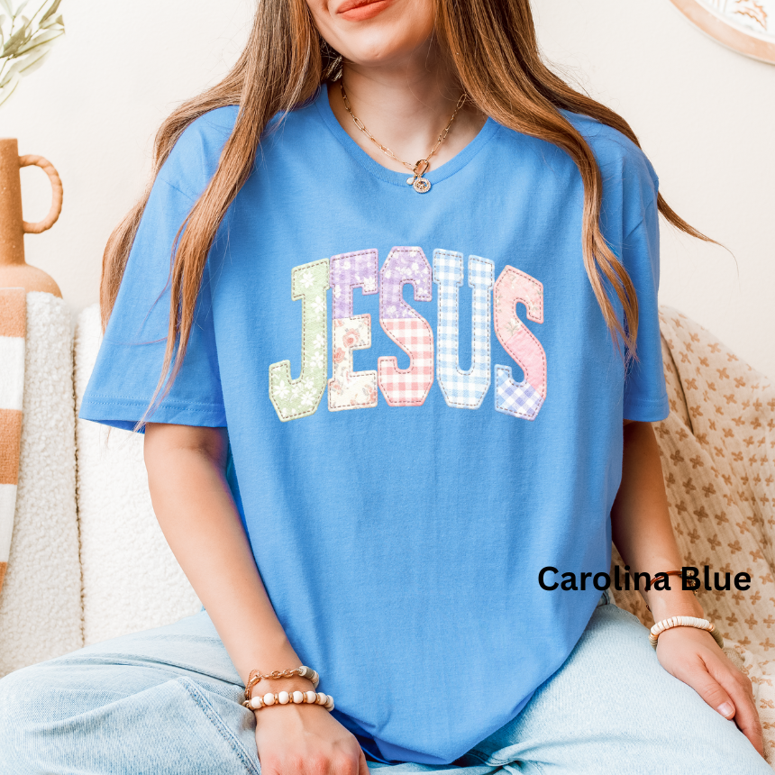 JESUS FAUX QUILTED GRAPHIC TEE - UNISEX SOFTSTYLE