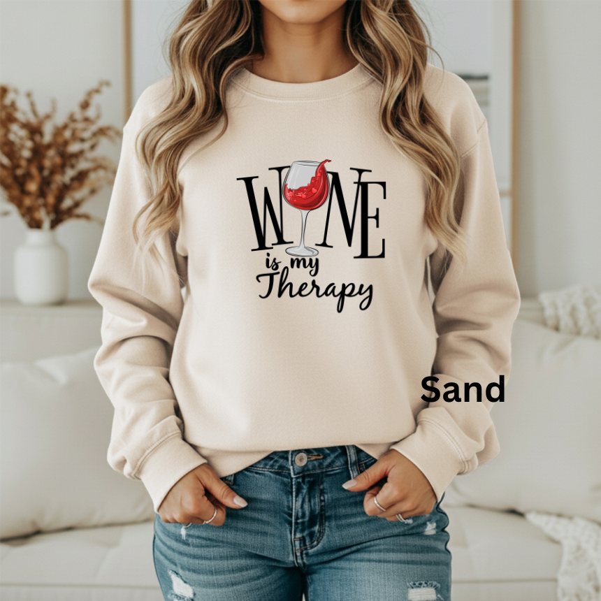 WINE IS MY THERAPY SWEATSHIRT