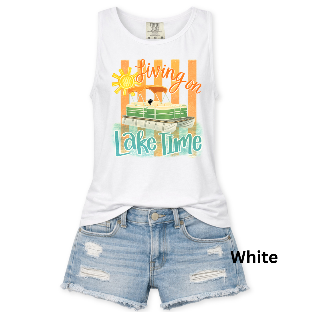 LIVING ON LAKE TIME COMFORT COLORS TANK