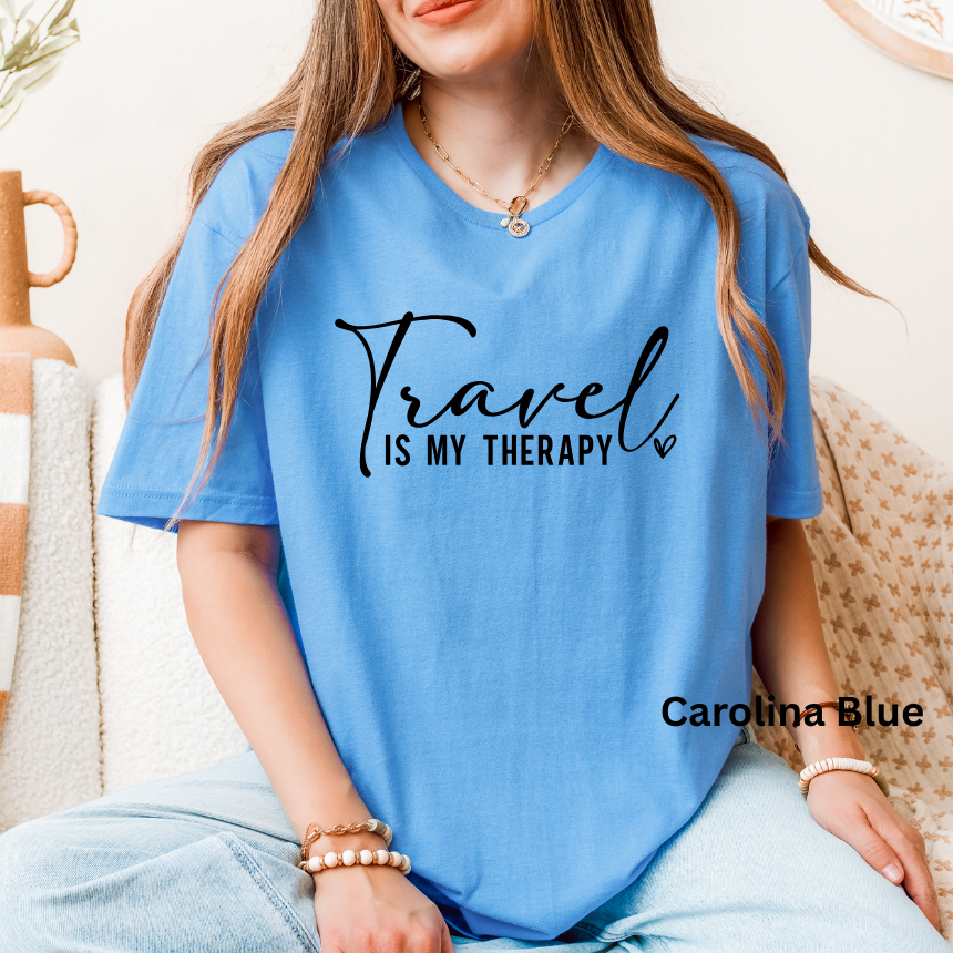 TRAVEL IS MY THERAPY - UNISEX SHORT SLEEVE TEE