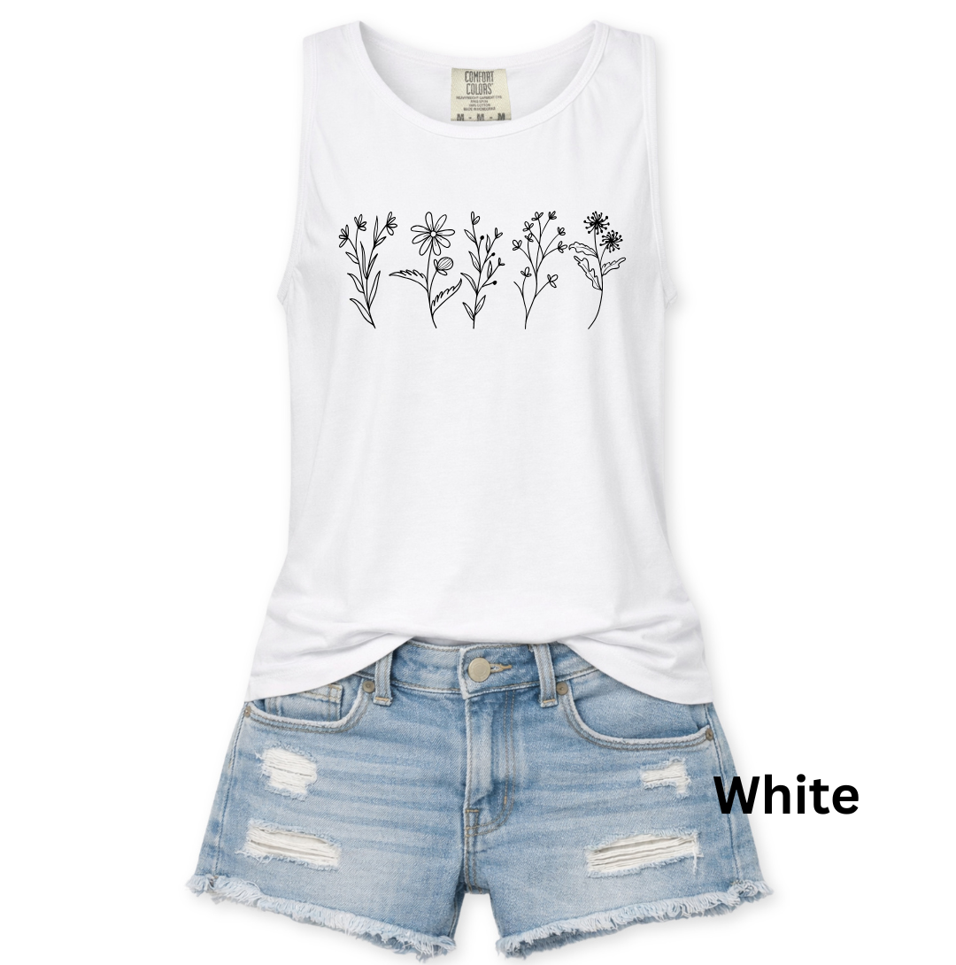 FLORAL GRAPHIC COMFORT COLORS TANK