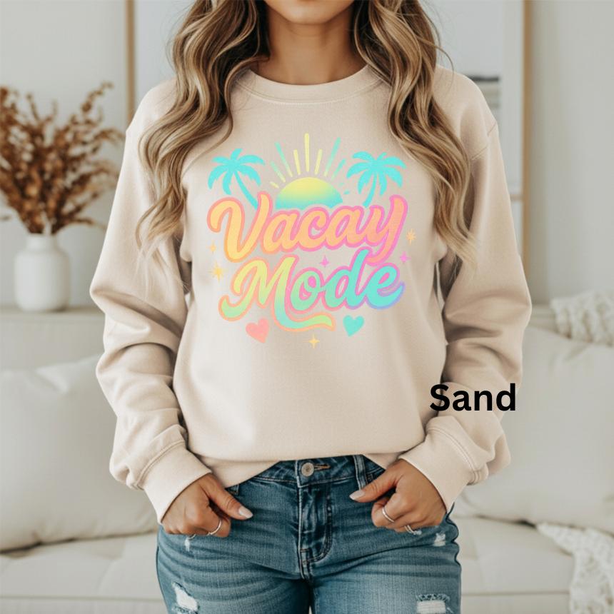 VACAY MODE PALM TREE SWEATSHIRT