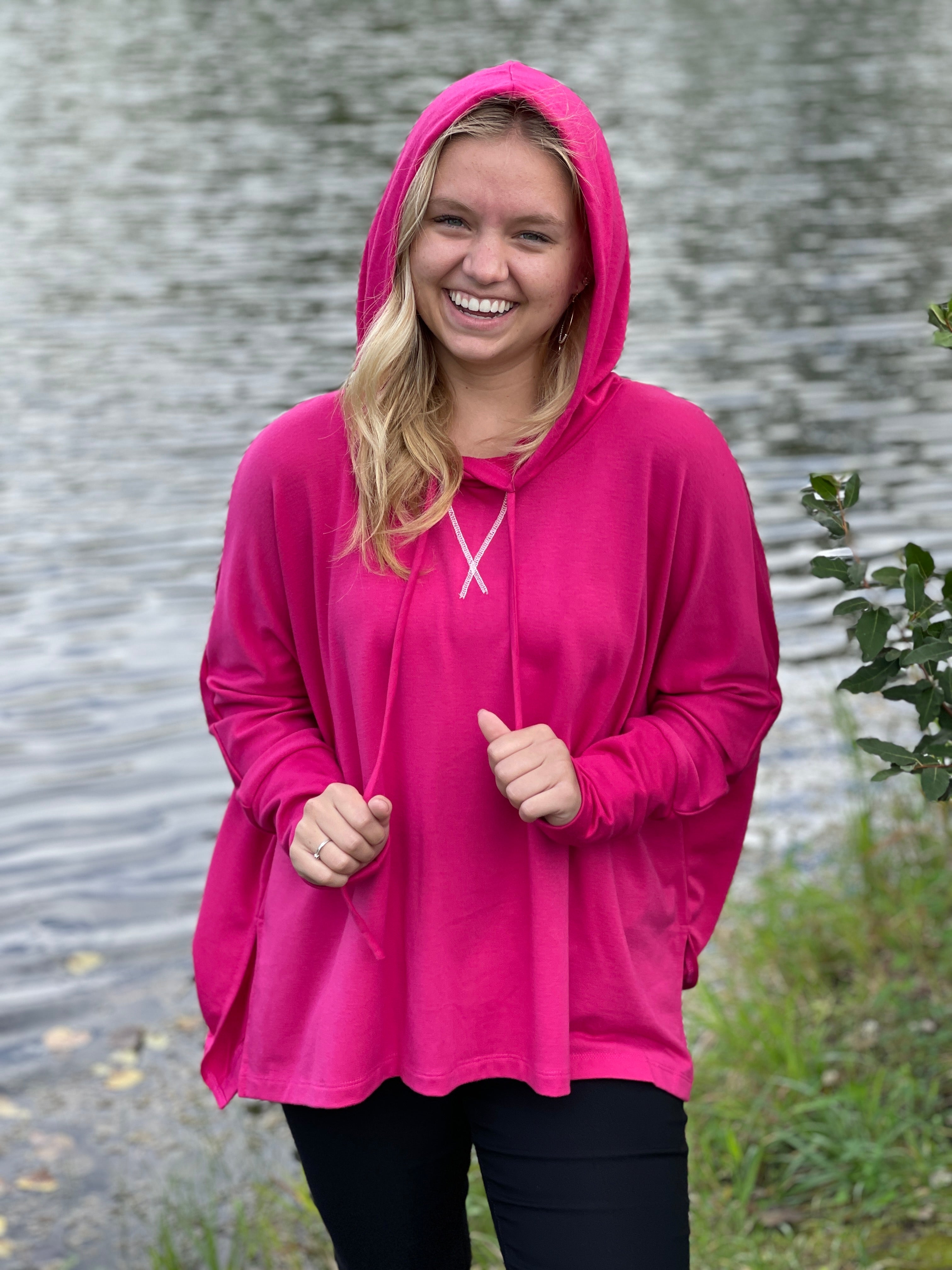 Hot pink 2025 oversized hoodie