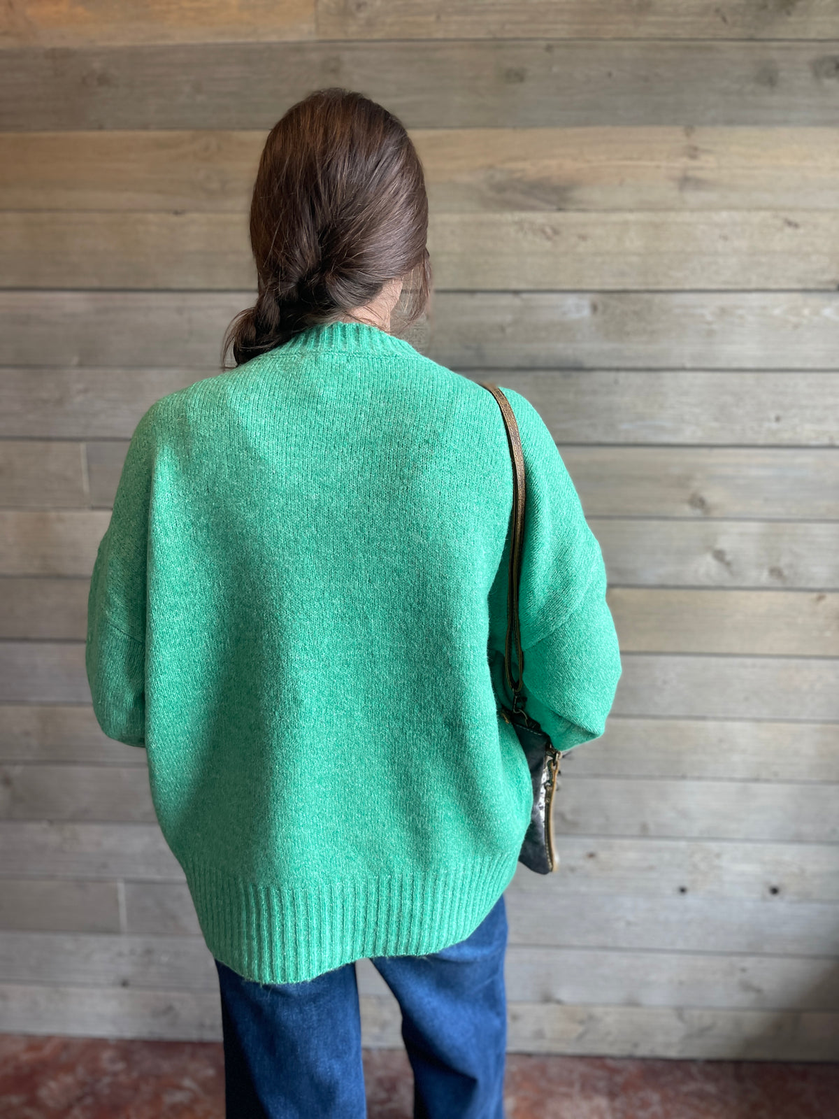 Green loose fit pullover sweater