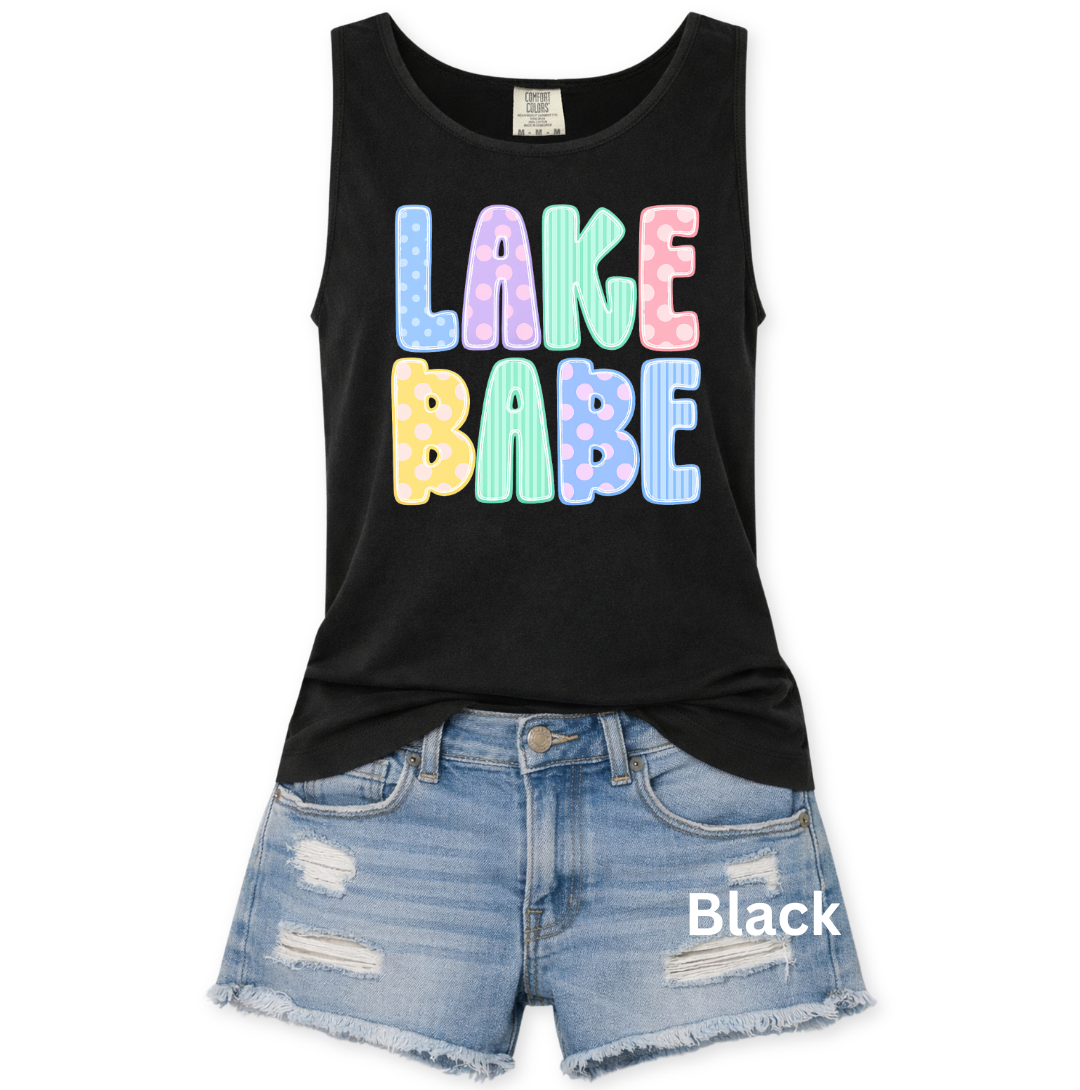 LAKE BABE POLKADOT GRAPHIC TANK - COMFORT COLORS - S-3X