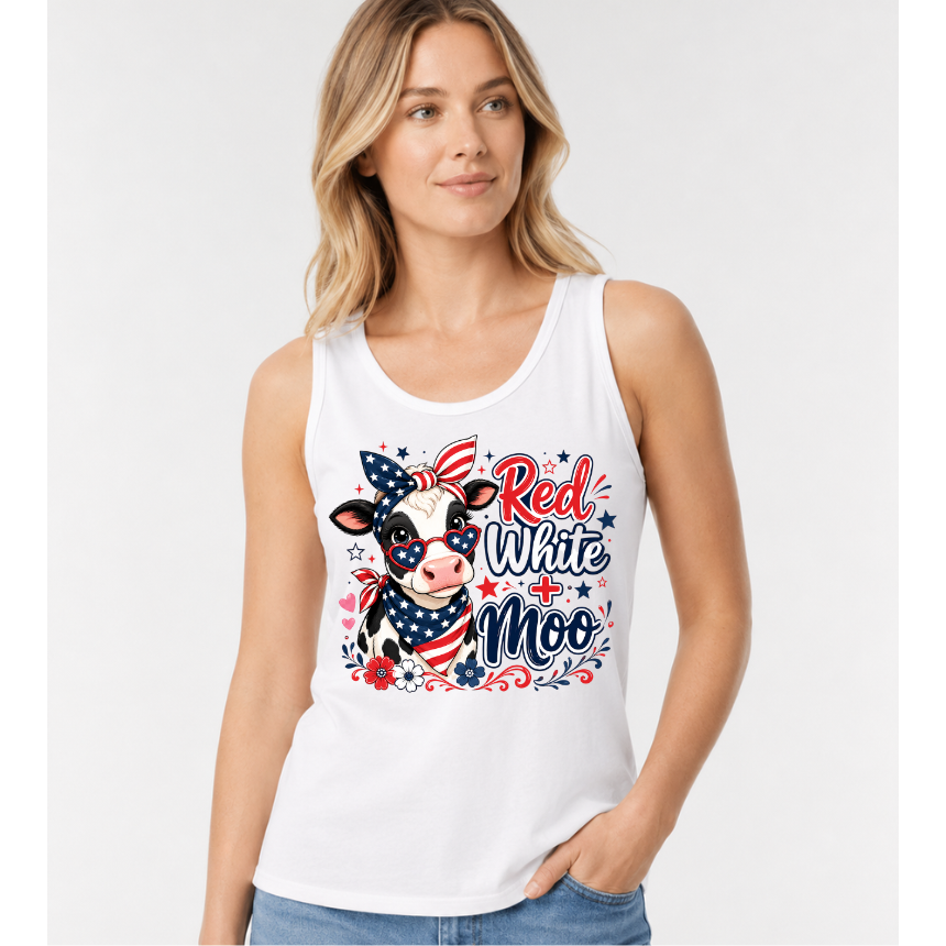 FINAL SALE TANK*** RED, WHITE, MOO