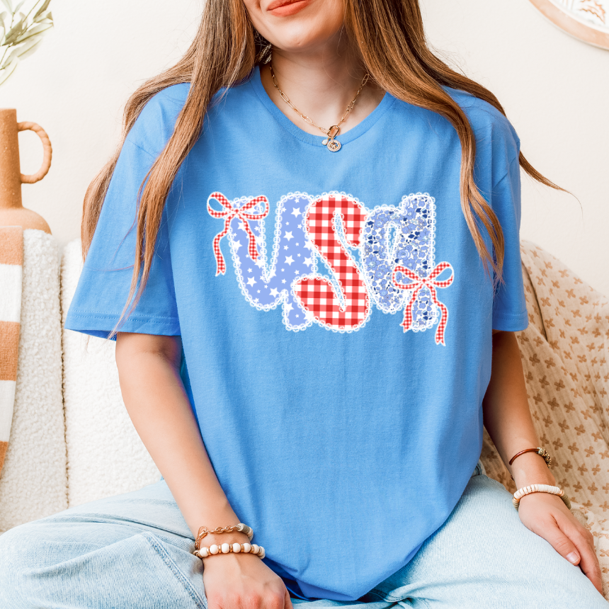 USA QUILTED GRAPHIC TEE