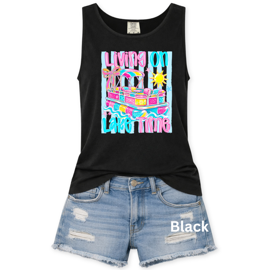 LIVING ON LAKE TIME - PINK/BLUE - COMFORT COLORS - S-3X