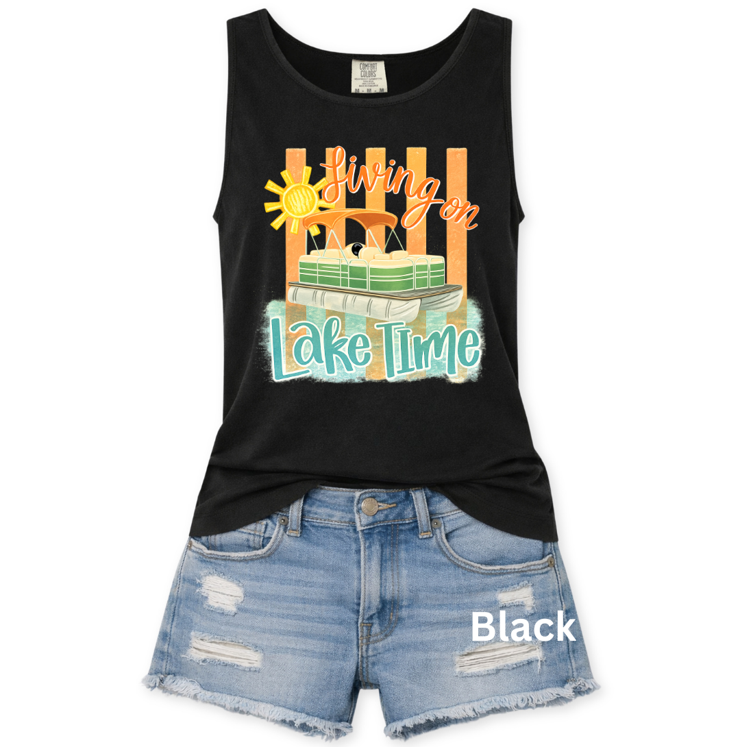 LIVING ON LAKE TIME COMFORT COLORS TANK