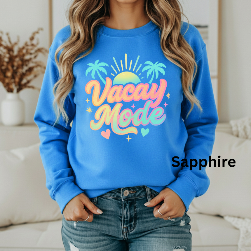 VACAY MODE PALM TREE SWEATSHIRT