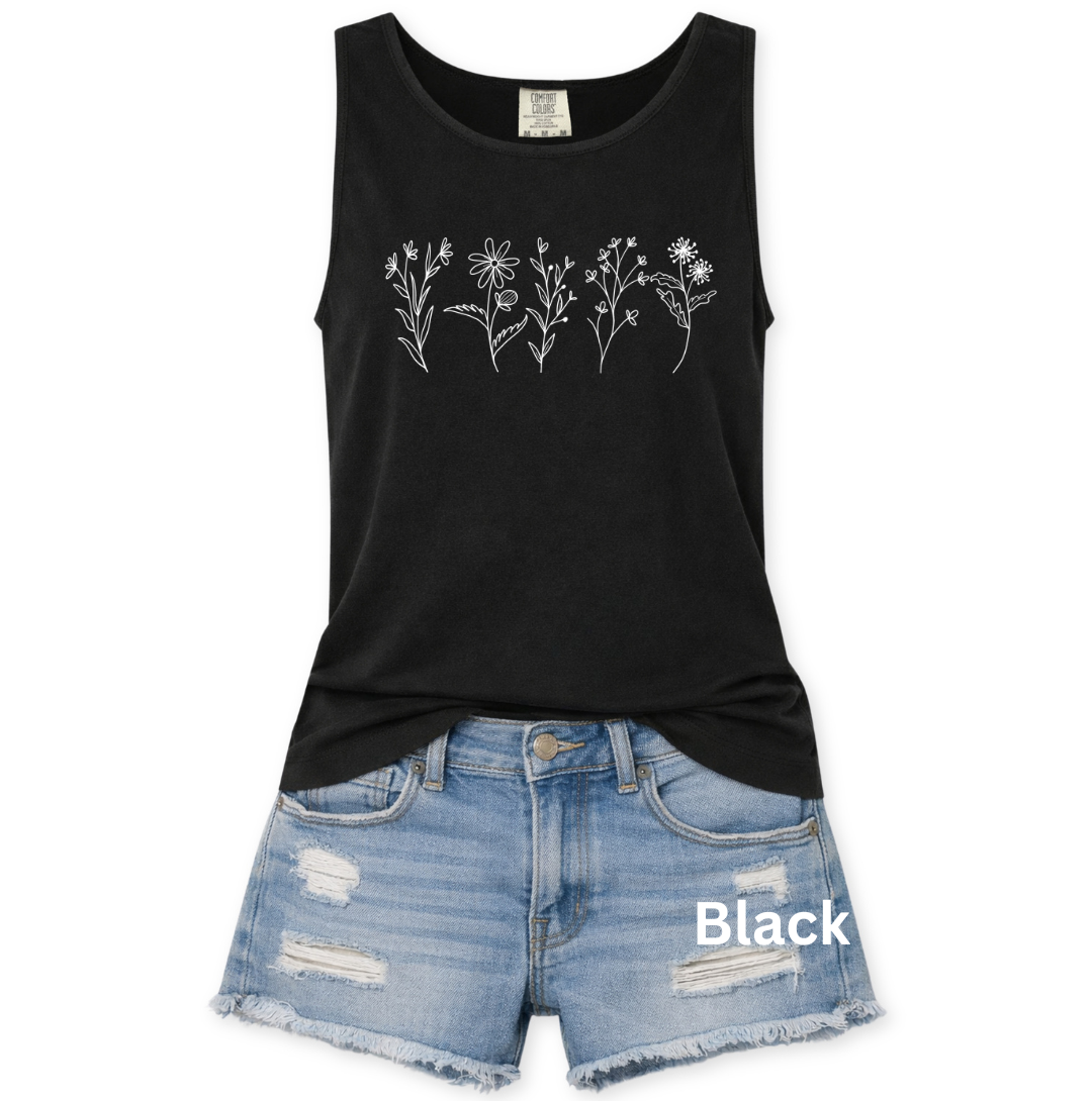 FLORAL GRAPHIC COMFORT COLORS TANK