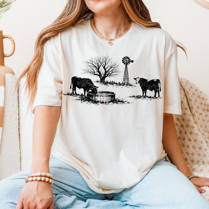 COW COUNTRYSIDE GRAPHIC TEE