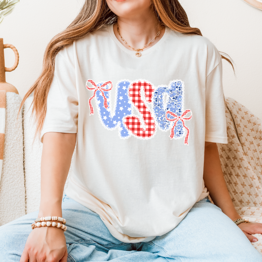USA QUILTED GRAPHIC TEE