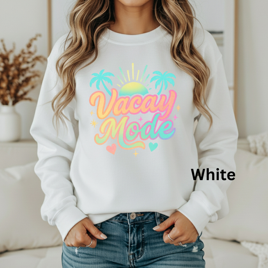 VACAY MODE PALM TREE SWEATSHIRT