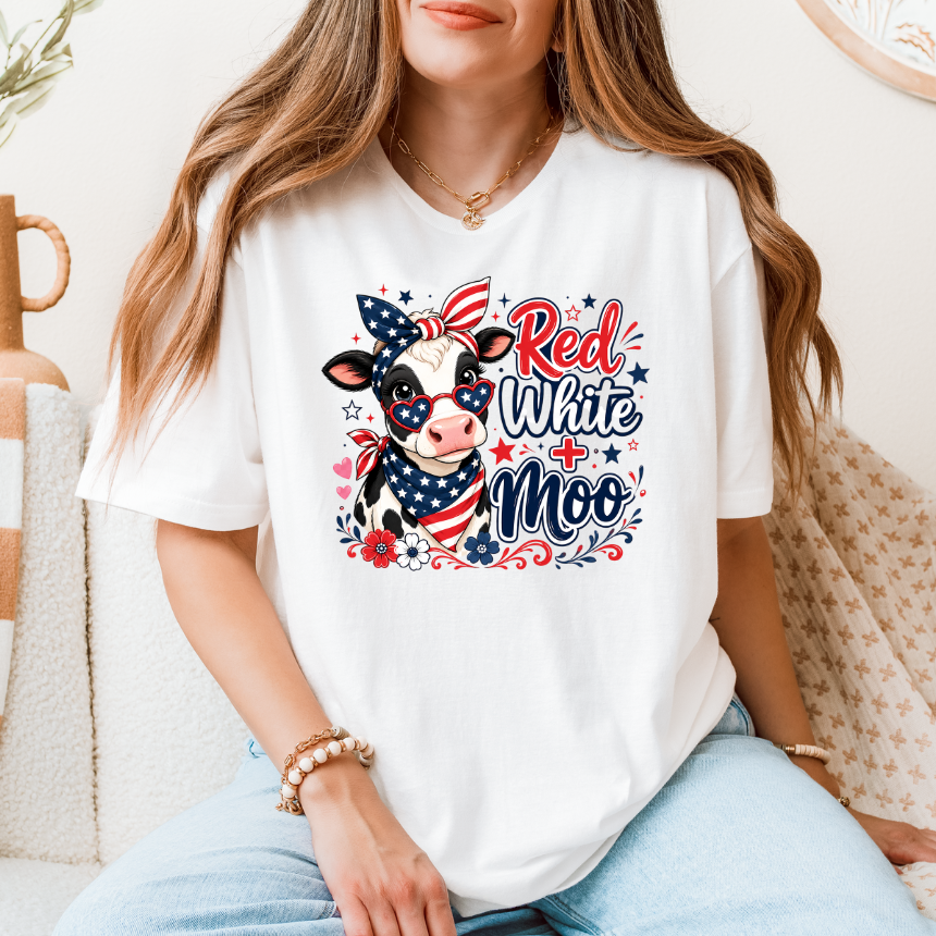 **FINAL SALE**  RED,WHITE AND MOO