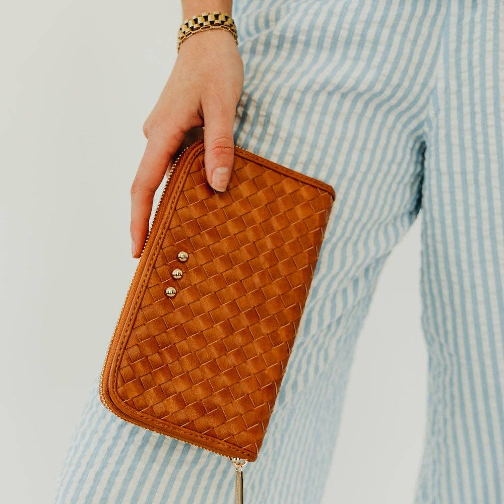 Pretty Simple - Lenni Large Zip Woven Wallet: Woven Checkered Black