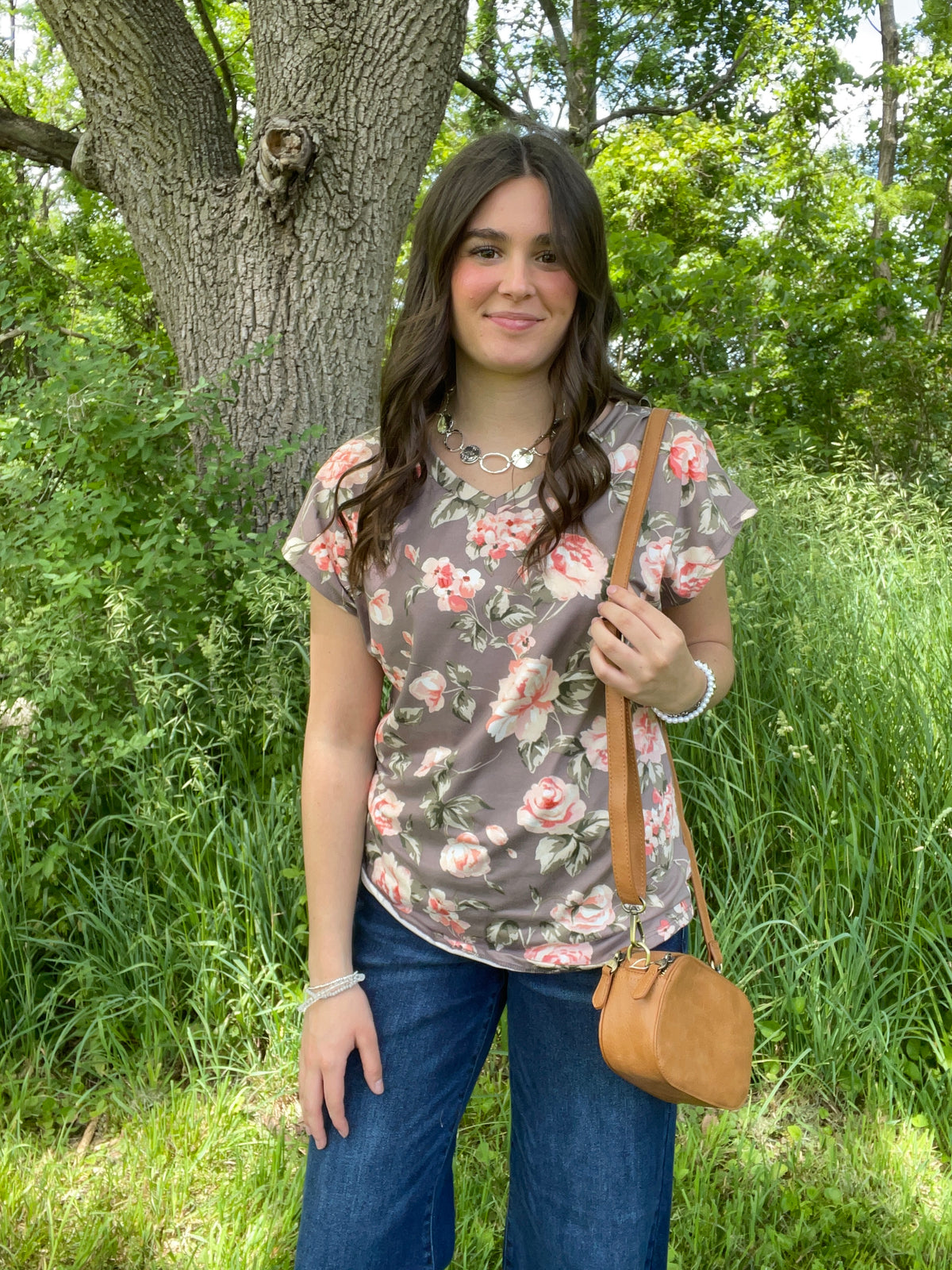 DARK MAUVE FLORAL BUTTER SOFT TOP