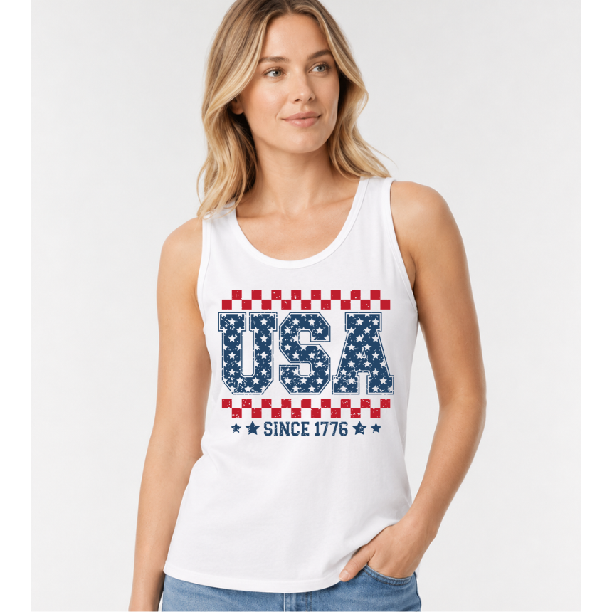 FINAL SALE TANK*** USA STAR/CHECK SINCE 1776