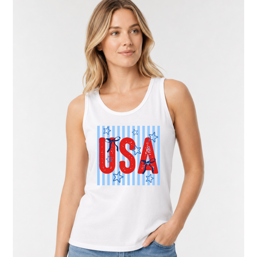 FINAL SALE TANK*** STRIPE USA/BOW