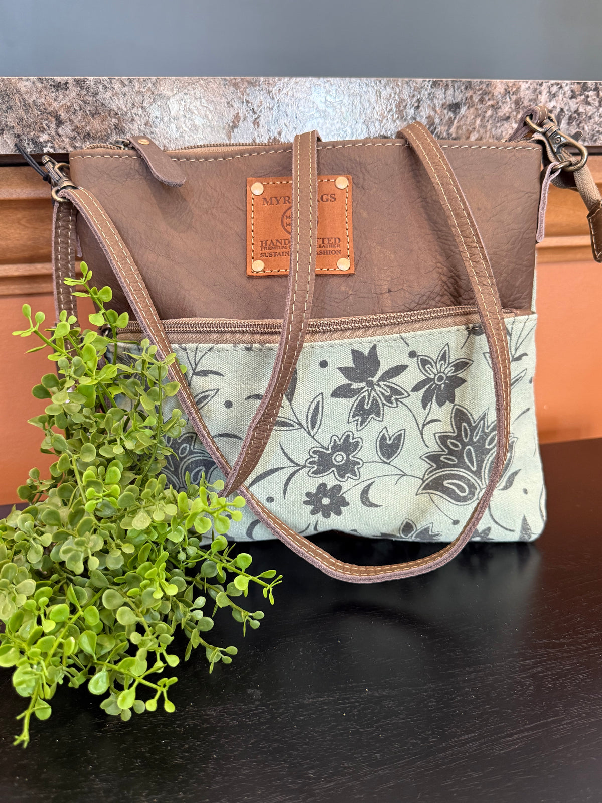 MYRA Wildprint Trail Upcycled Canvas Crossbody Bag