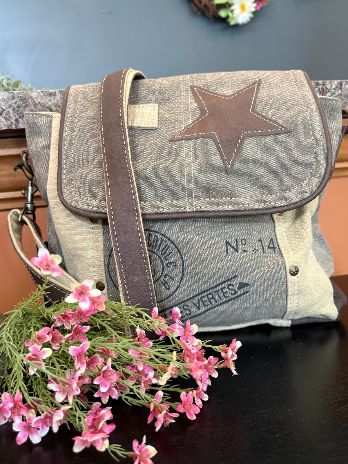 MYRA Leather Star Shoulder Bag —