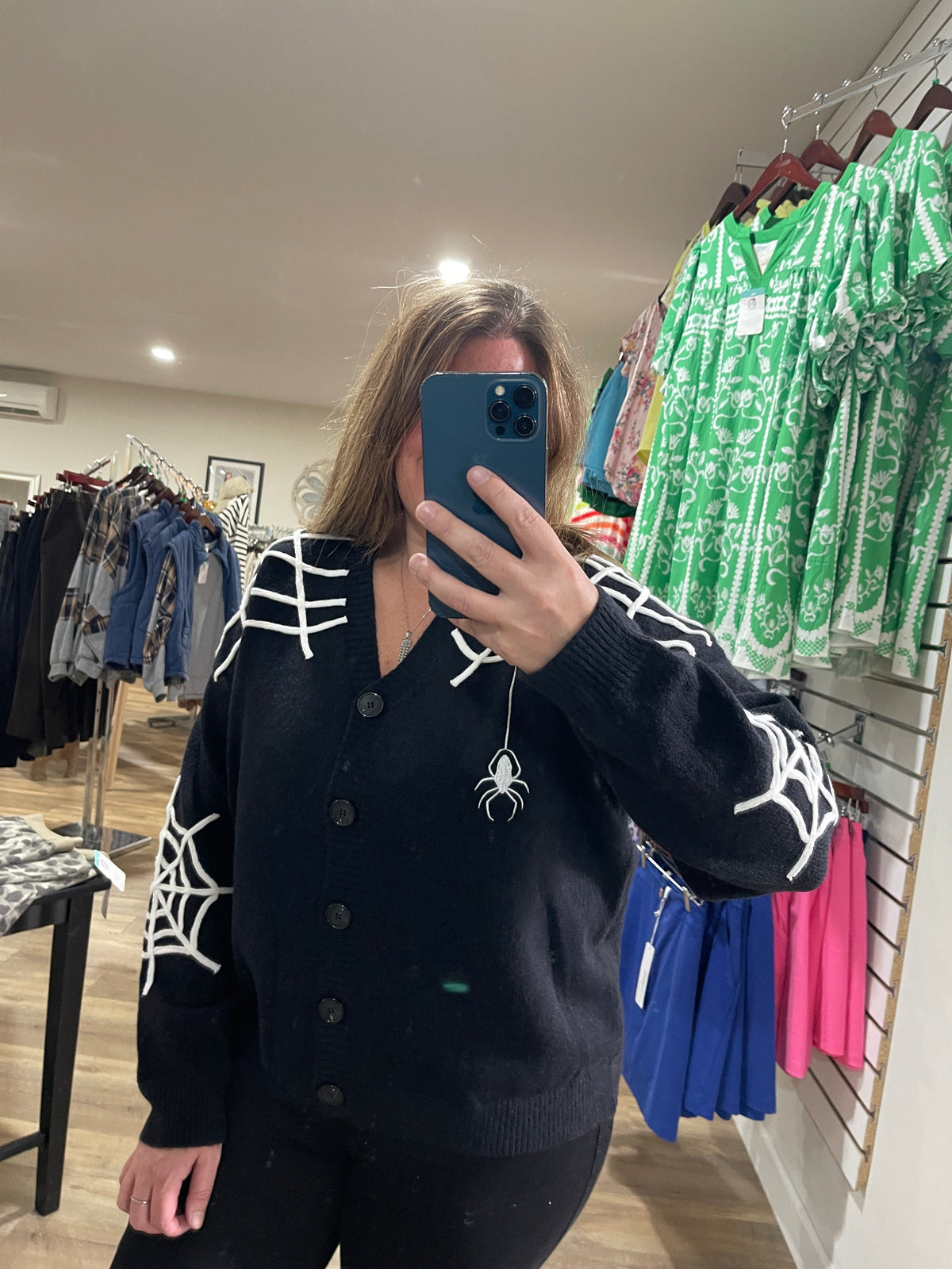 BLACK SPIDER WEB SWEATER/CARDIGAN