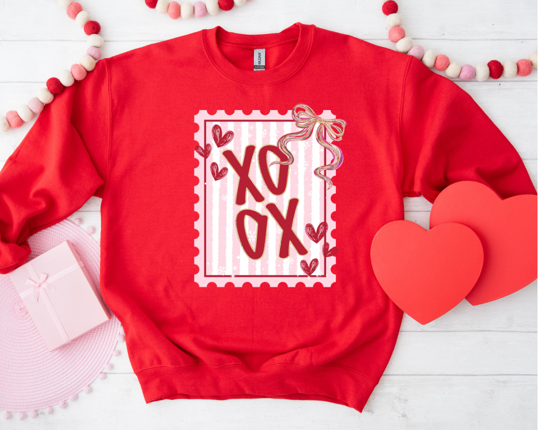 XOXO STRIPED/BOW GRPAHIC SHORT SLEEVE TEE