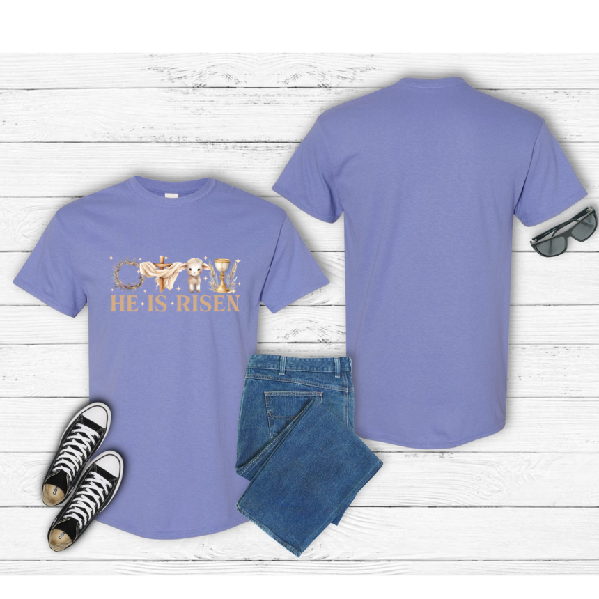 HE HAS RISEN GRAPHIC TEE - SPRING COLORS
