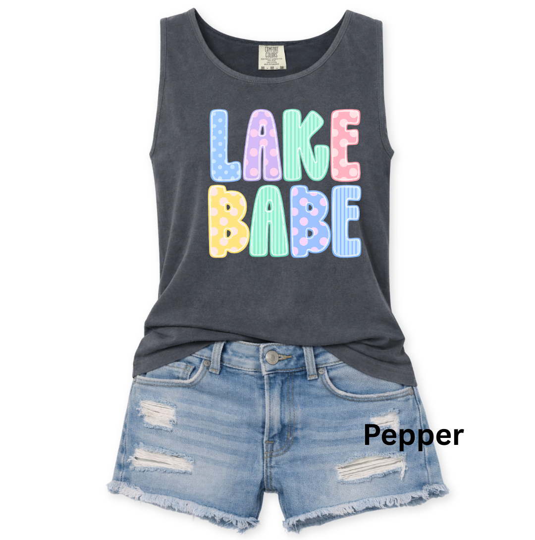 LAKE BABE POLKADOT GRAPHIC TANK - COMFORT COLORS - S-3X