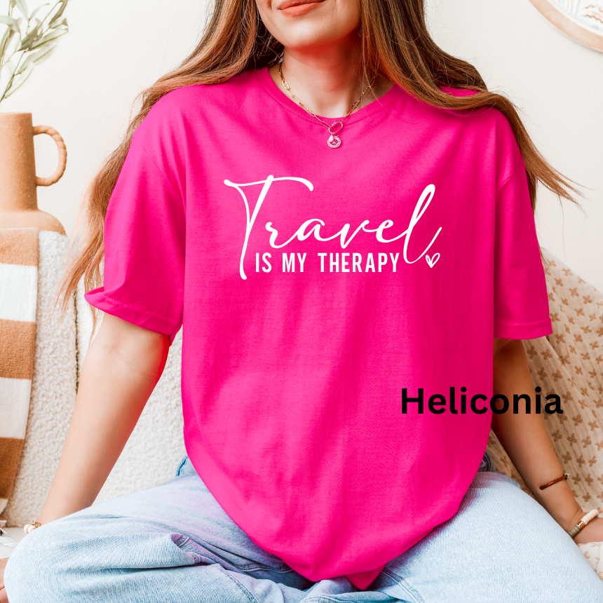 TRAVEL IS MY THERAPY - UNISEX SHORT SLEEVE TEE