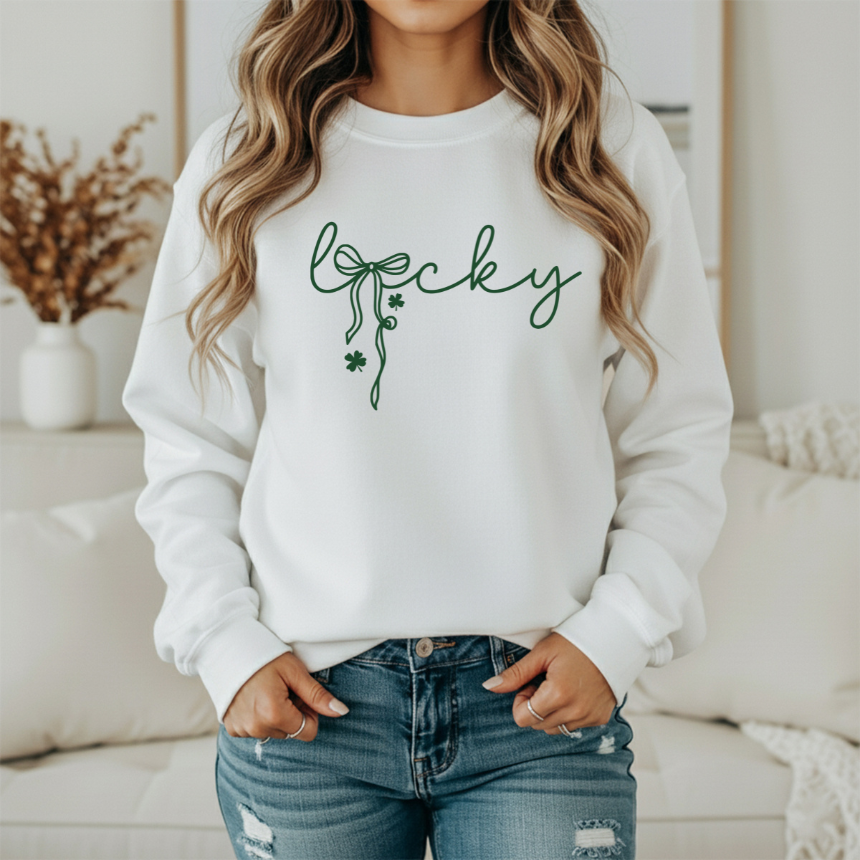 LUCKY WITH A BOW SWEATSHIRT PULLOVER