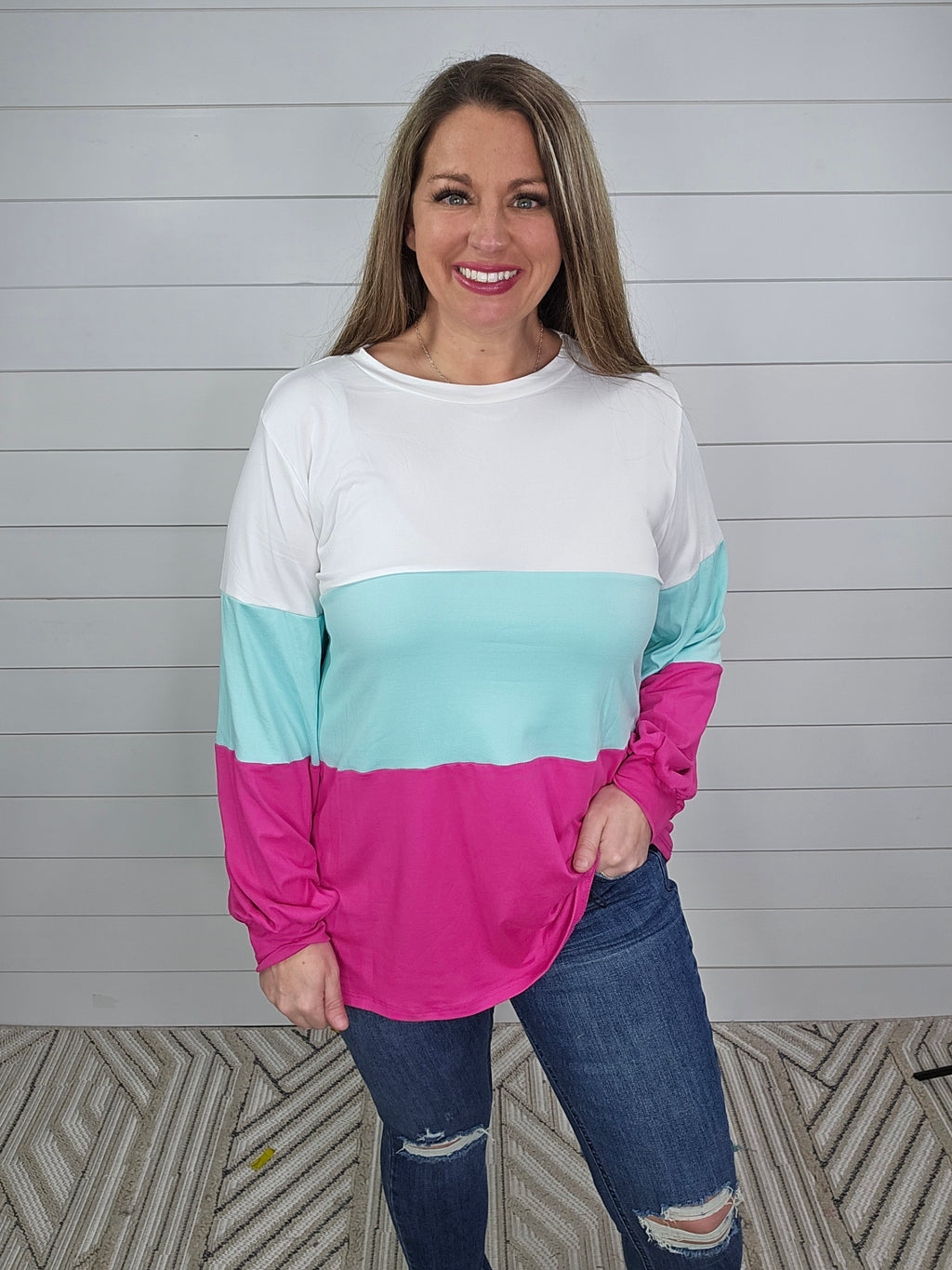FUCHSIA COLORBLOCK BUTTER SOFT TOP | Brooch Boutique