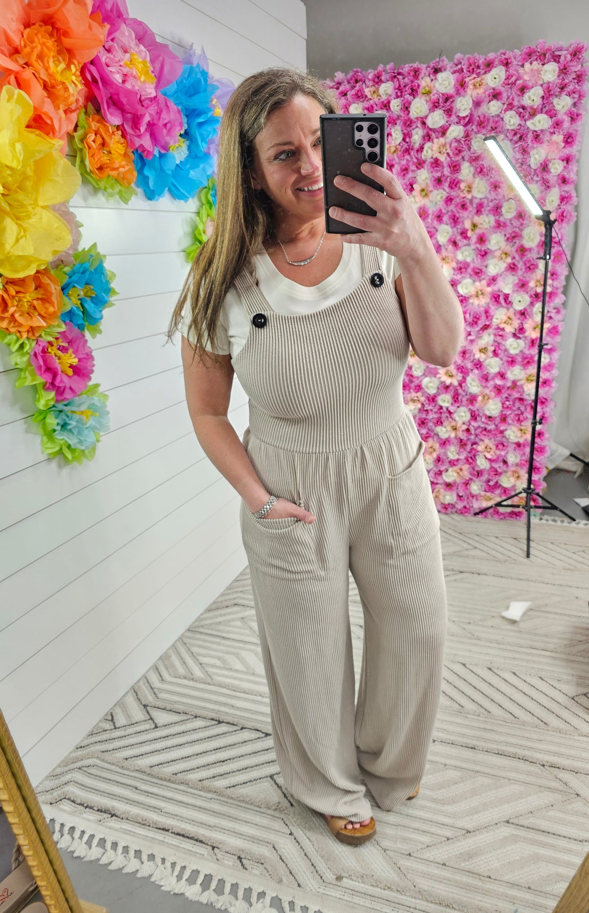 SAND RIBBED JUMPSUIT