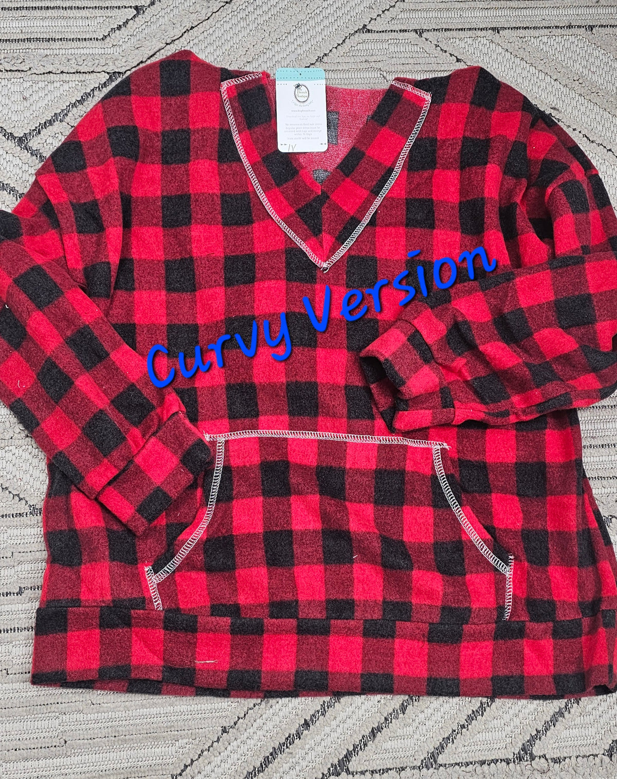 BUFFALO PLAID V NECK HOODIE