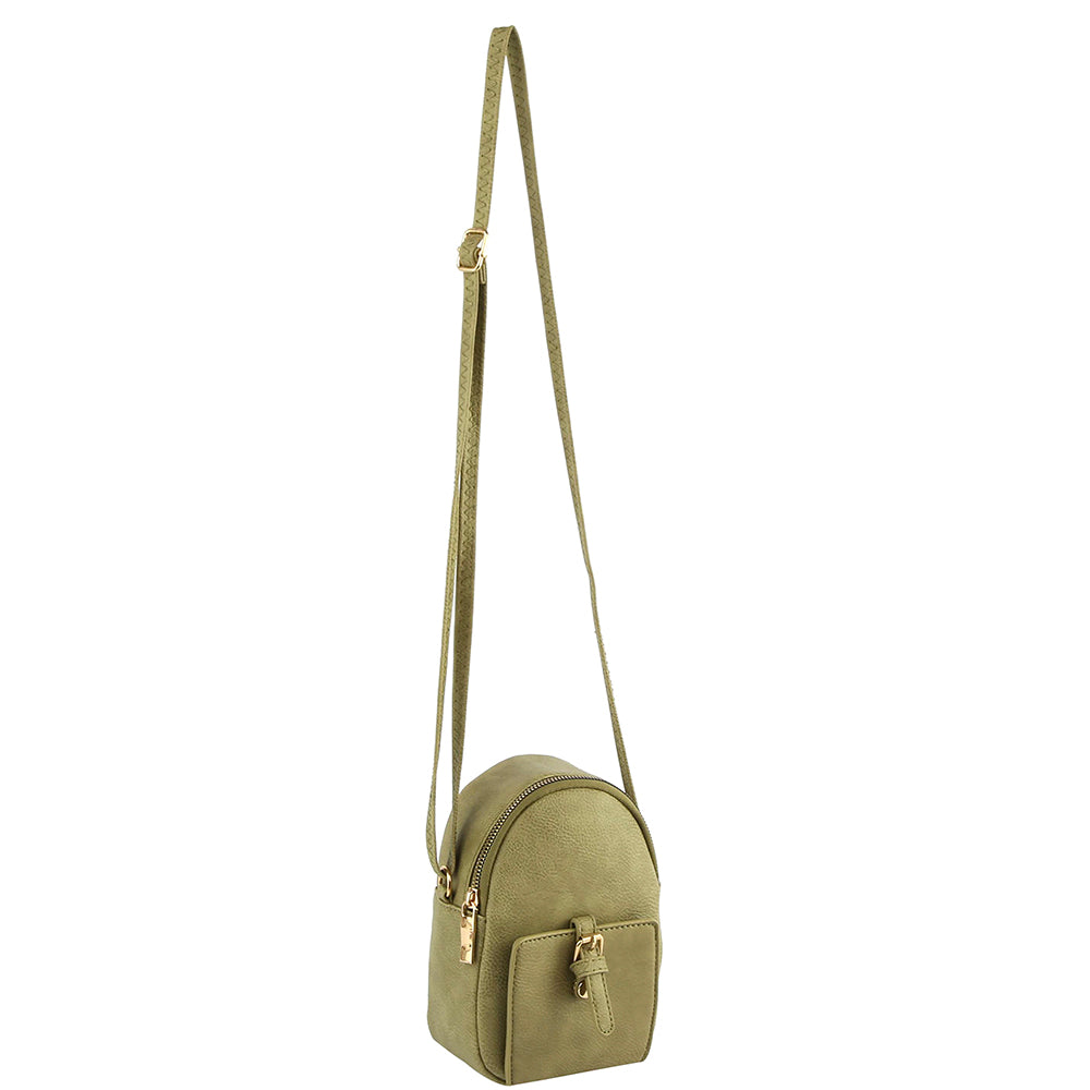 SAGE FASHION BUCKLE SMOOTH ZIPPER CROSSBODY BAG