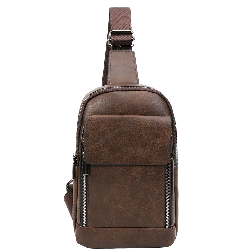 COFFEE PLAIN ZIPPER CROSSBODY