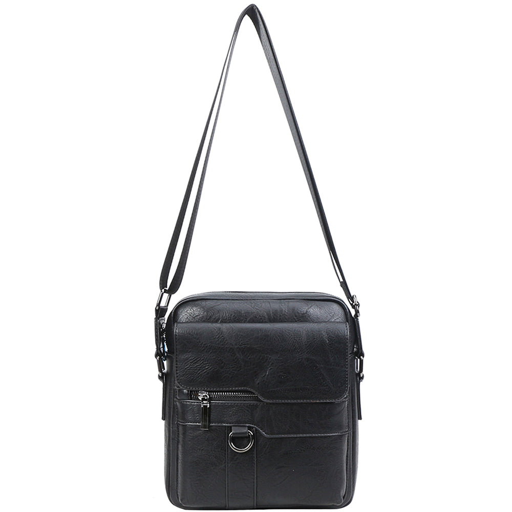 BLACK FASHION ZIPPER DESIGN CROSSBODY BAG