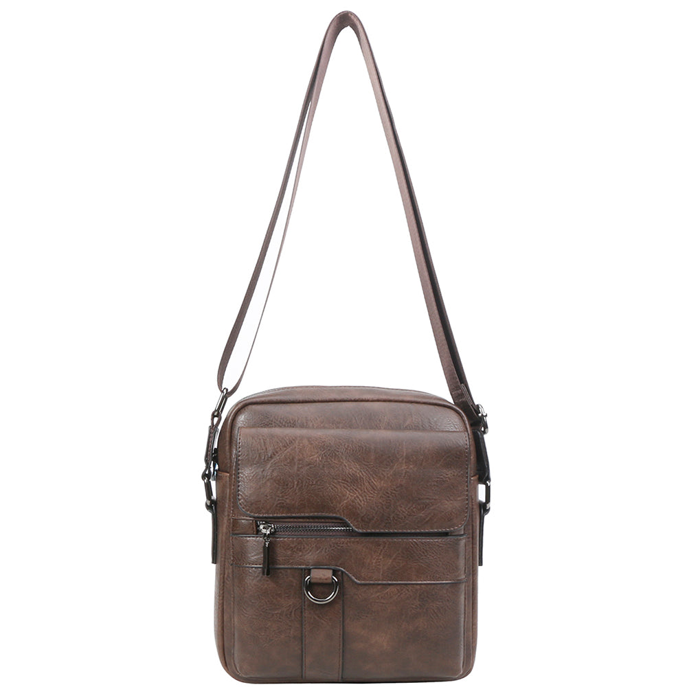 COFFEE FASHION ZIPPER DESIGN CROSSBODY BAG