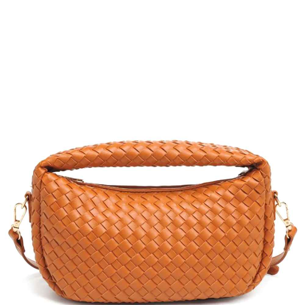 TAN FASHION WOVEN STRAW ALL OVER ISOBELLE CROSSBODY BAG