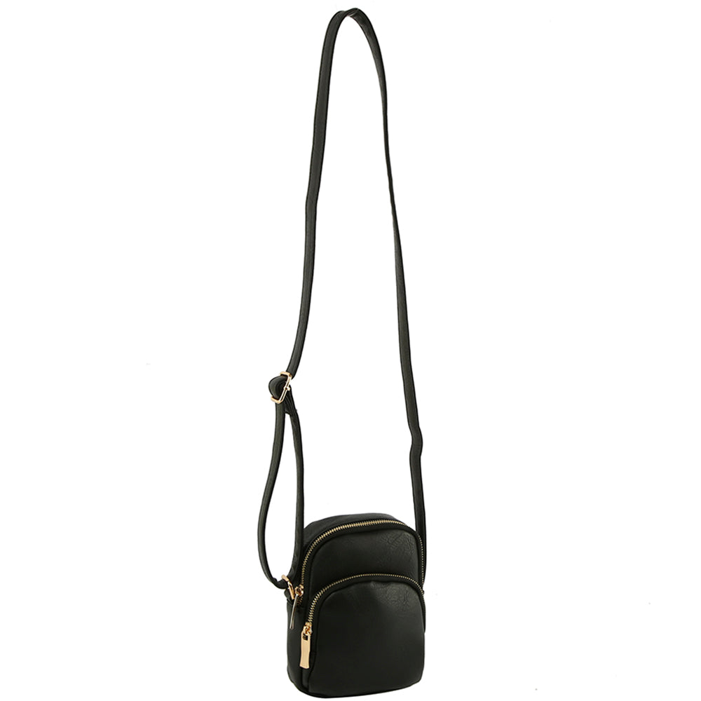 BLACK CHIC ZIPPER CHIC CROSSBODY BAG