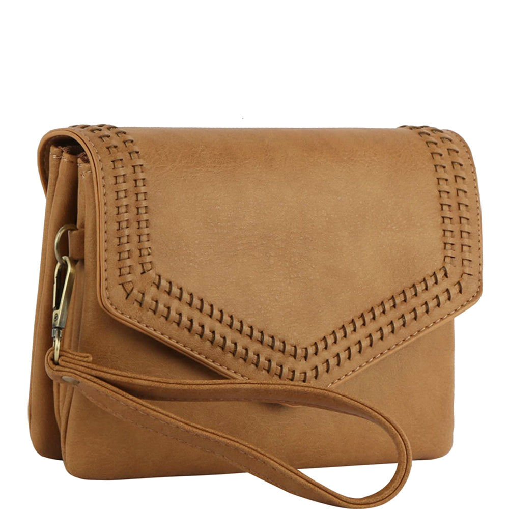 TAN SMOOTH CLUTCH CROSSBODY